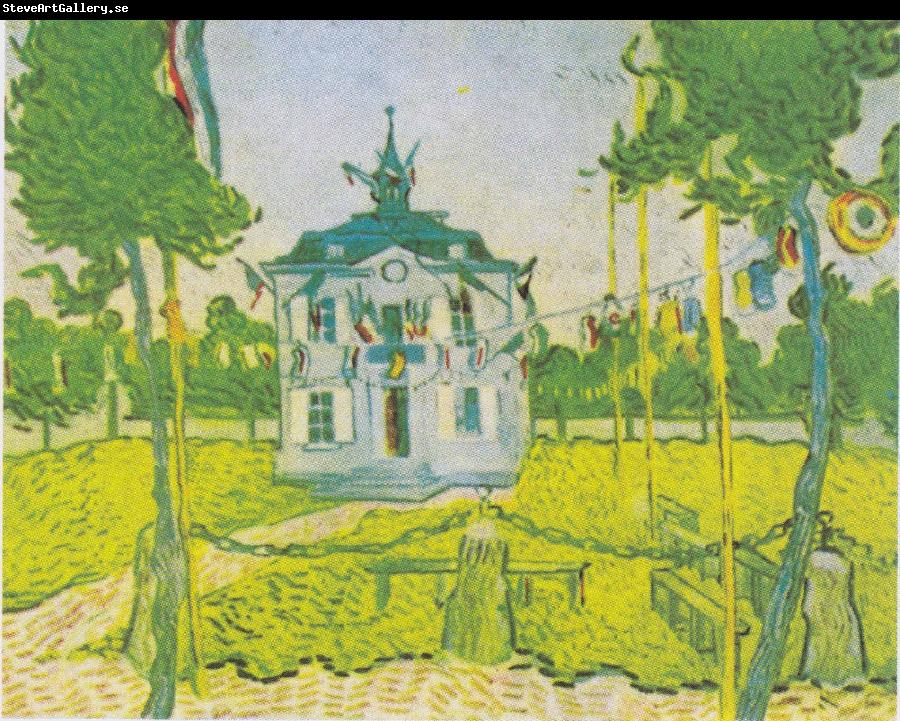 Vincent Van Gogh The town hall in Auvers on 14 July 1890